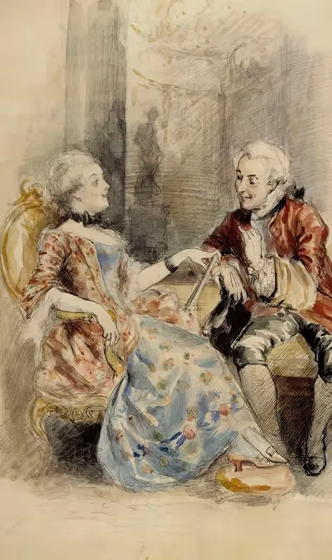 Couple Having a Conversation, Rococo Attire by Albert Edelfelt — digital art print download