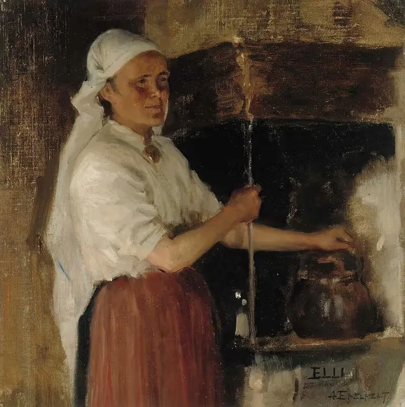 Элли Яппинен у плиты, этюд by Альберт Эдельфельт, 1887 — digital art print download