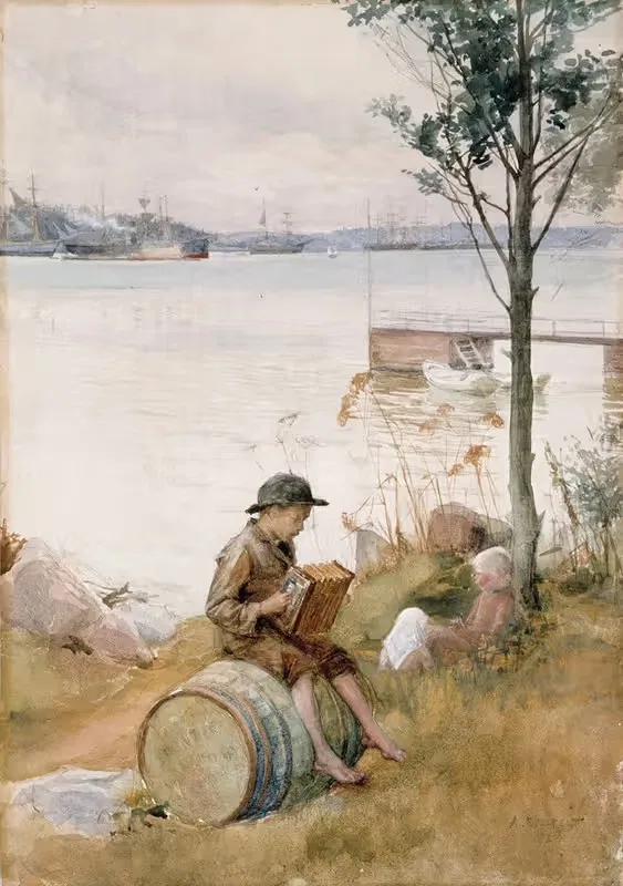 Serenade on the embankment — Albert Edelfelt