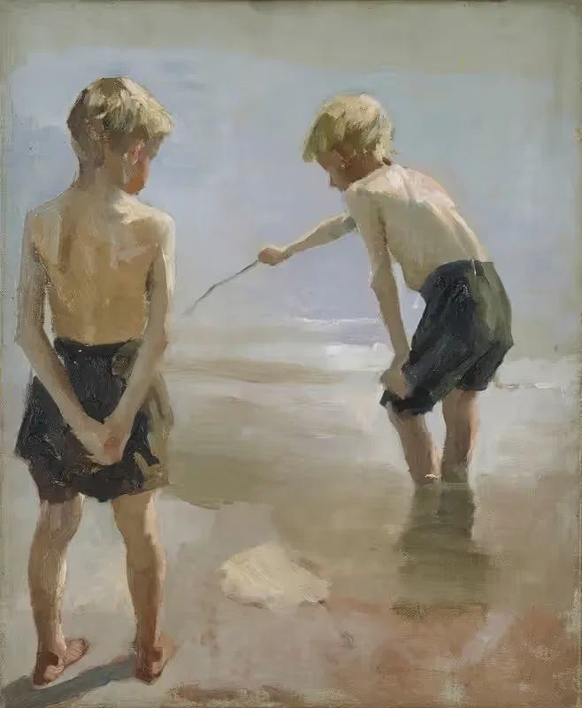 Эскиз для мальчиков, играющих на берегу by Альберт Эдельфельт, 1884 — digital art print download