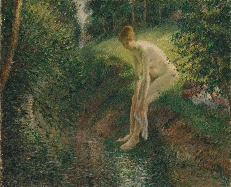 Купальщица в лесу by Камиль Писсарро, 1895 — digital art print download