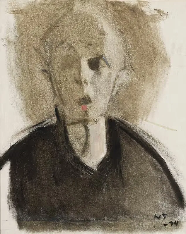 Self-Portrait with Red Spot by Helene Schjerfbeck, 1944 — digital art print download