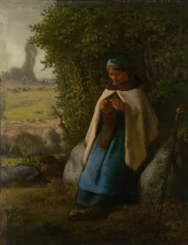 Пастушка, сидящая на камне by Жан-Франсуа Миле, 1856 — digital art print download