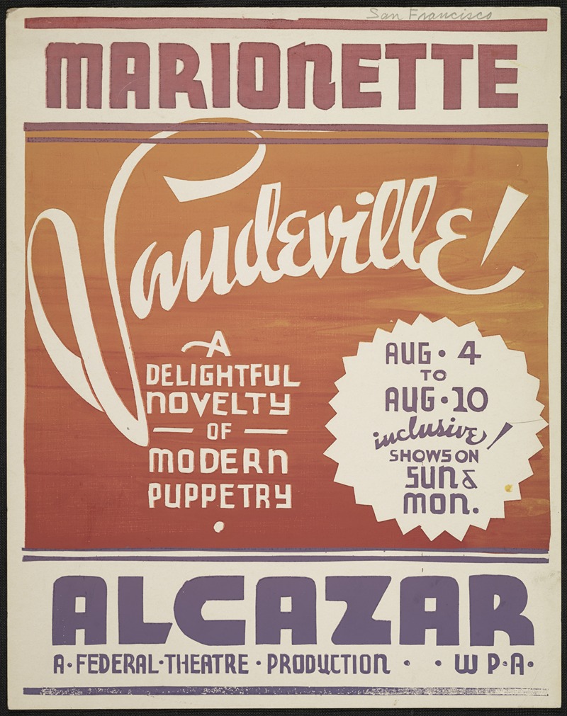 Vaudeville by Аноним, 1934-1943 — digital art print download