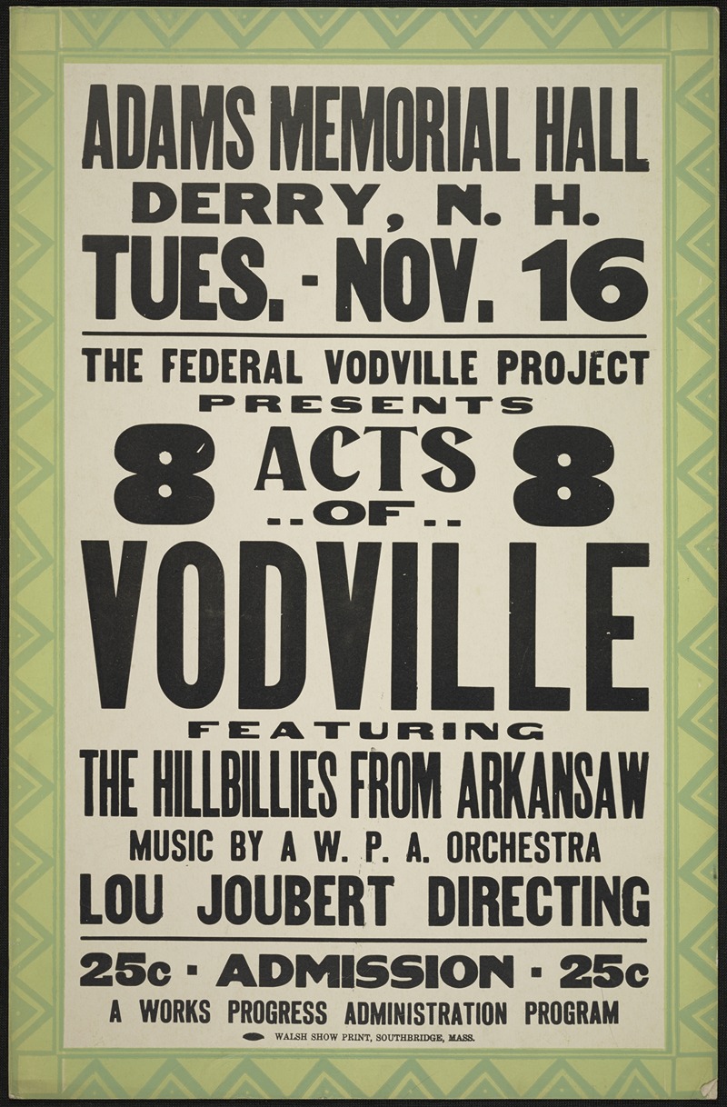 Vodville Show by Anonymous, 1934-1943 — digital art print download