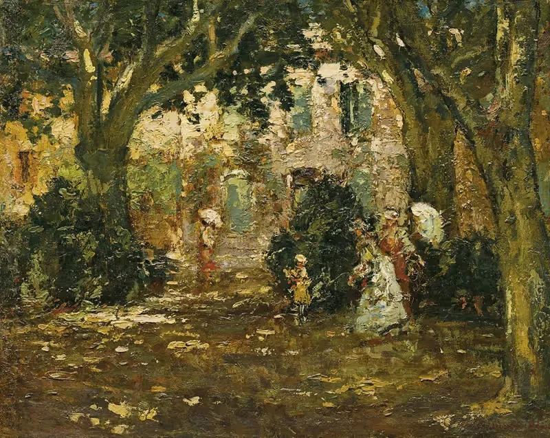 Women In A Garden — Adolphe Monticelli