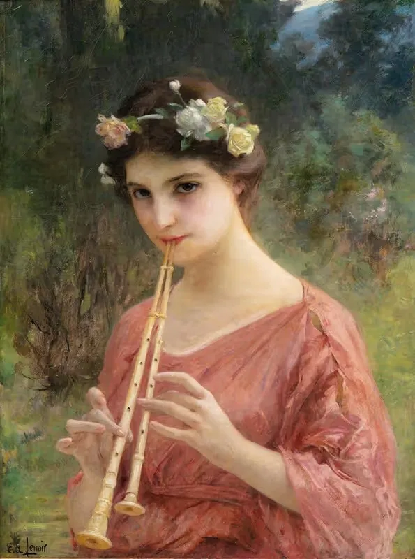 A Young Woman Playing An Aulos — Charles Amable Lenoir
