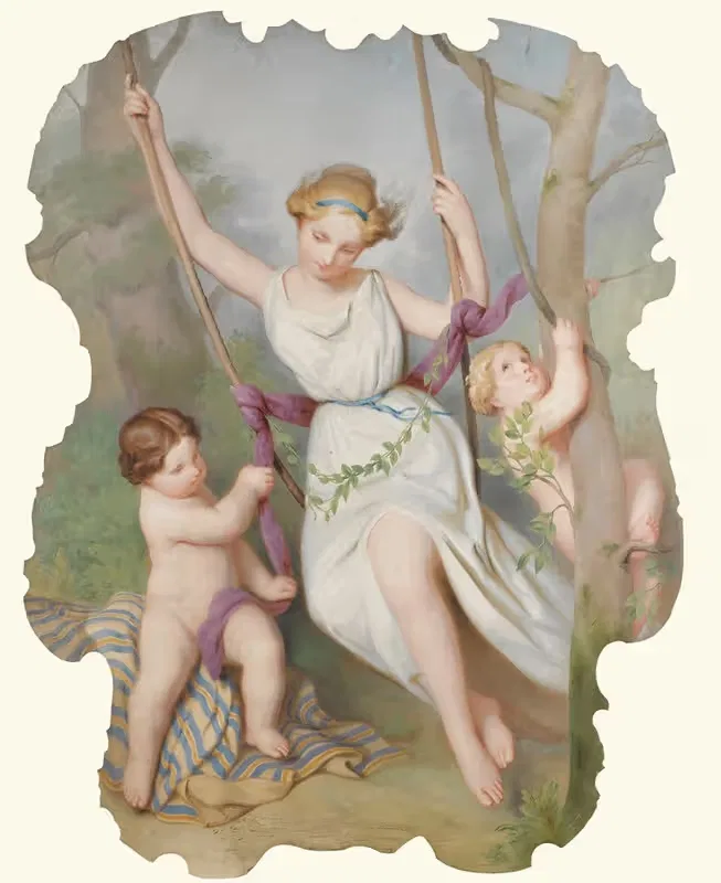 Girl On A Swing With Two Children — Continental School