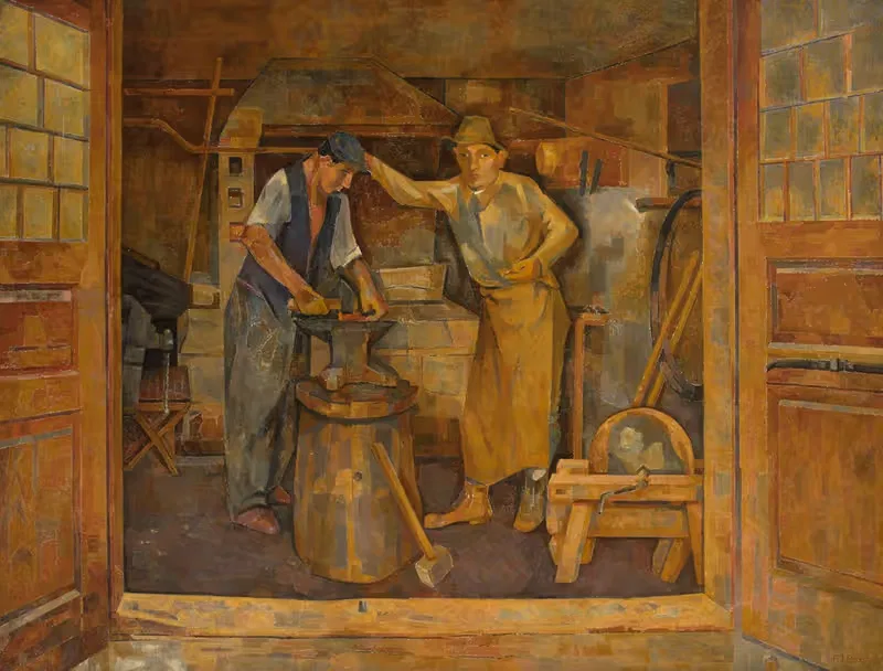 In a forging shop by Franciszek Bartoszek, 1937 — digital art print download