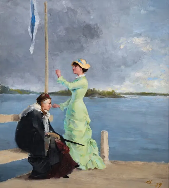 На причале by Хелена Шьерфбек, 1879 — digital art print download