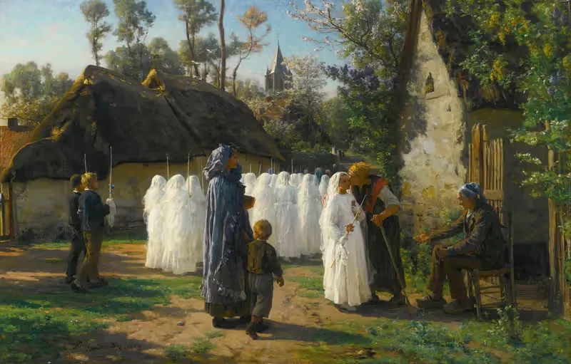 Причастницы by Жюль Брета, 1884 — digital art print download