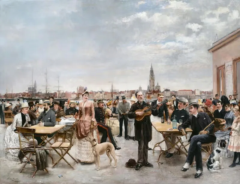 Кафе Белведер, Антверпен by Луи Ван Энгелен, 1887 — digital art print download