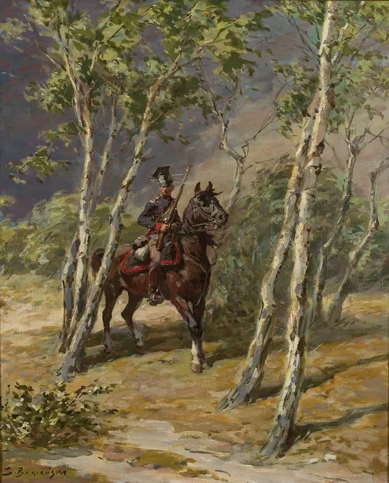 Uhlan on horseback by Stanisław Bagieński — digital art print download