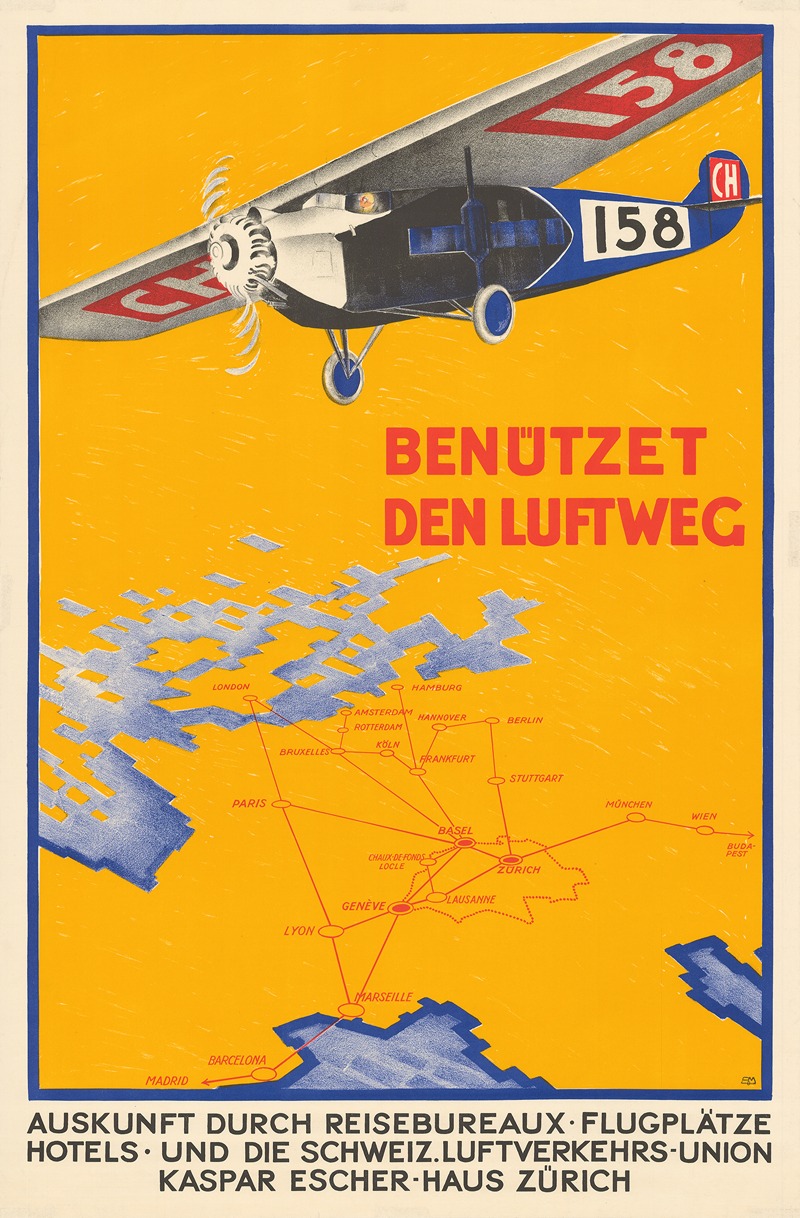 Benützet den Luftweg by Буркхард Мангольд, 1927 — digital art print download