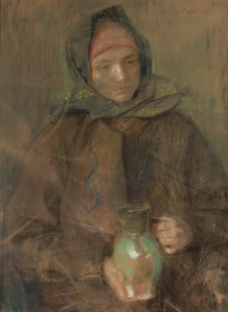 Хуцулка с кувшином by Теодор Аксентович — digital art print download