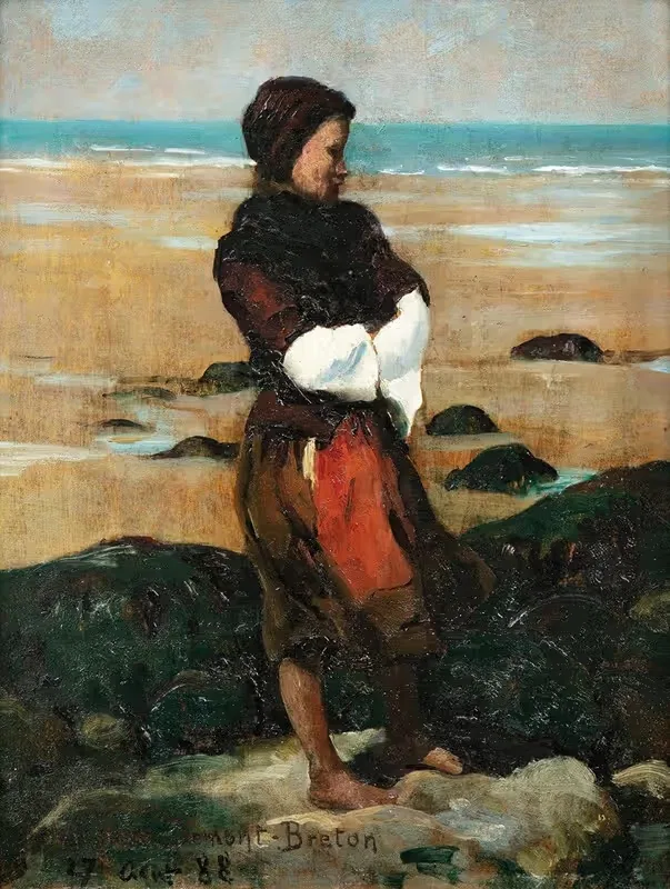 Breton woman on the beach — Virginie Demont-Breton