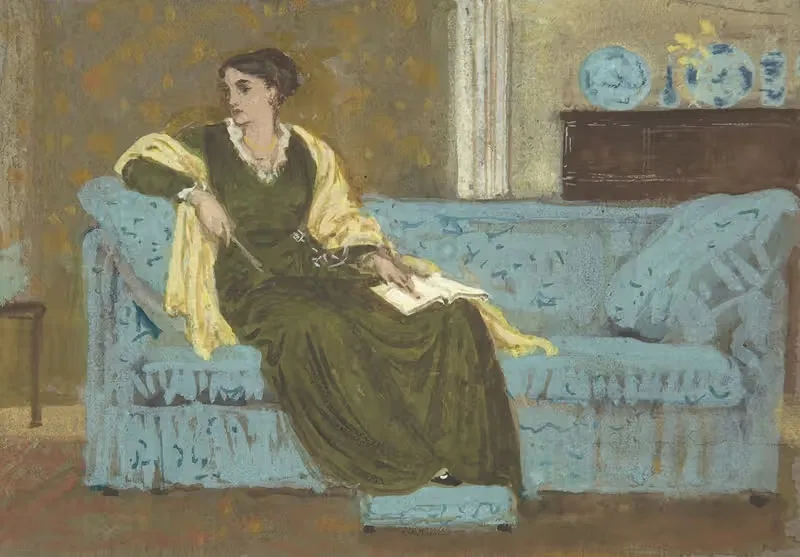 Женщина, сидящая на диване by Уолтер Крейн, 1865–1915 — digital art print download