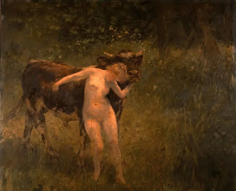 Женщина и бык by Альфред Филипп Ролл, 1885 — digital art print download