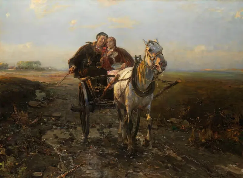 Счастливая поездка на карете by Альфред фон Вирус-Ковальский — digital art print download