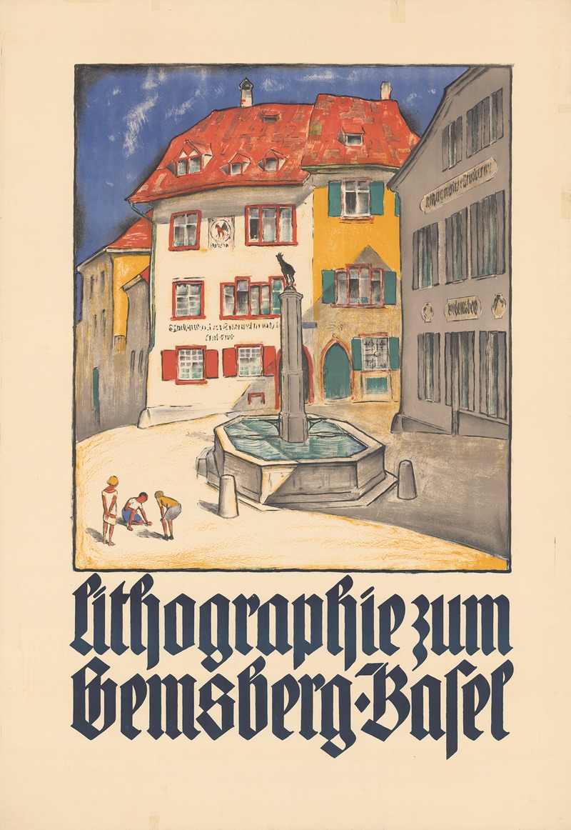 Lithographie zum Gemsberg, Basel by Буркхард Мангольд, 1927 — digital art print download
