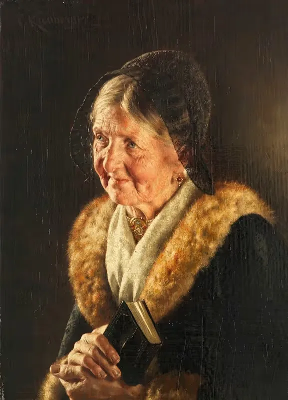 Alte Dame mit Gebetsbuch by Carl Kronberger — digital art print download