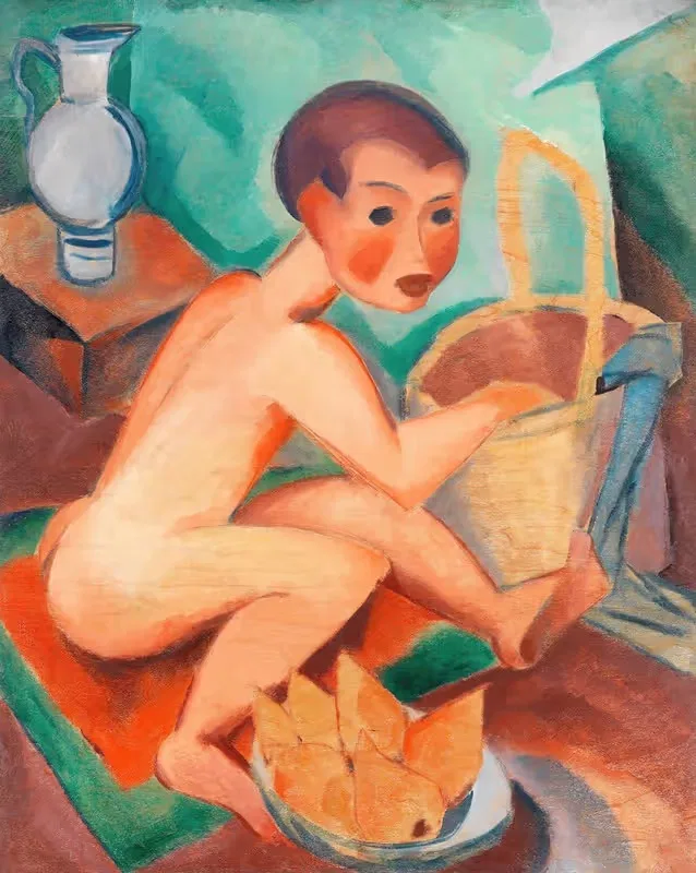 Ню с корзиной и грушами by Доротея Мецель-Йохансен, 1918 — digital art print download
