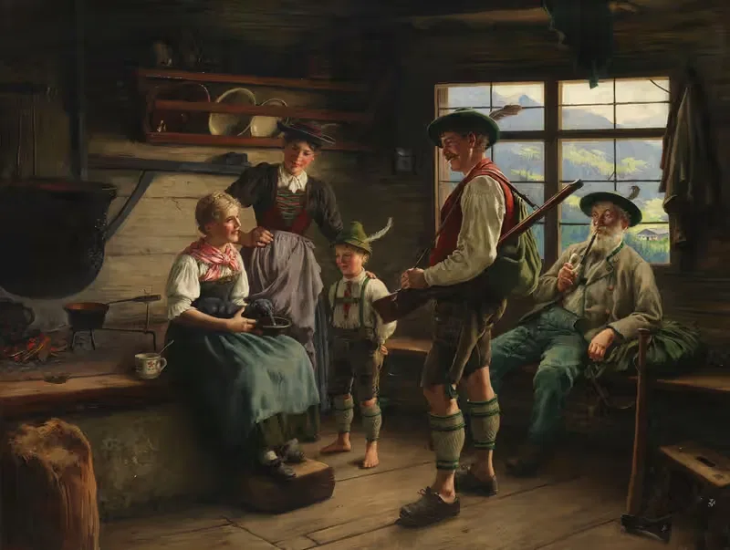 Лежащий охотник на альпийском пастбище by Эмиль Рау, 1919 — digital art print download