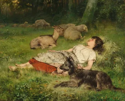 Спящая пастушка by Эварист Карпентье, 1882 — digital art print download