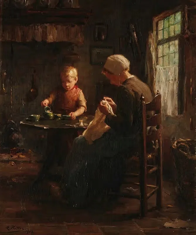 Домашняя промышленность by Эверт Питерс, 1902 — digital art print download