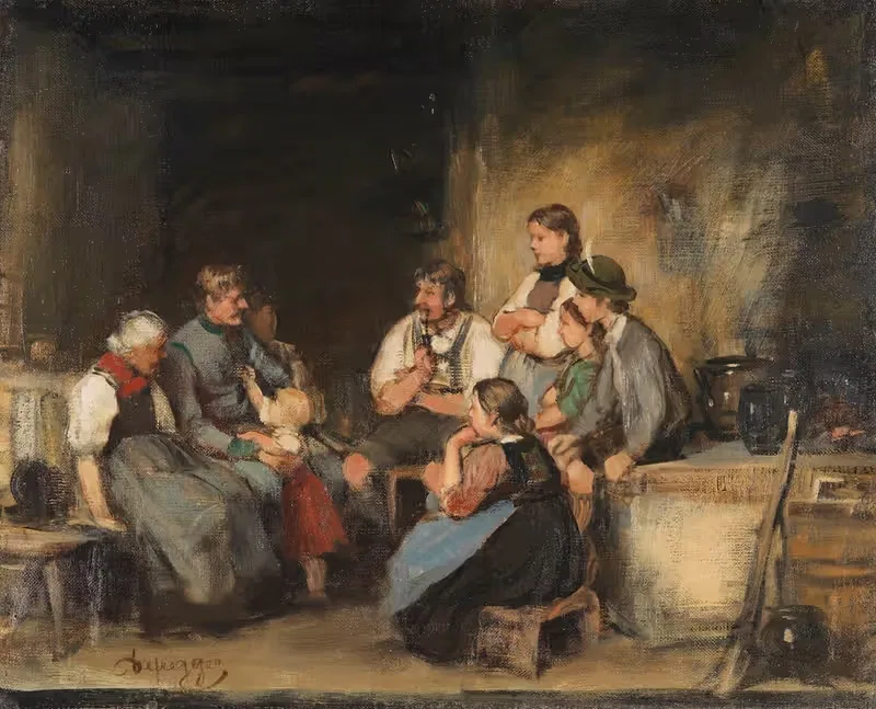 Отпускник (масляный эскиз) by Франц фон Дефреггер, 1880 — digital art print download