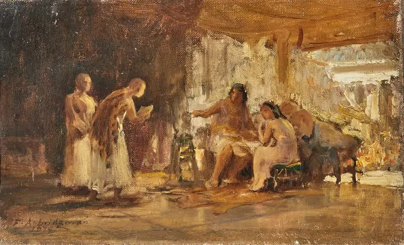 Эскиз группы в интерьере by Фредерик Артур Бриджман, 1879 — digital art print download