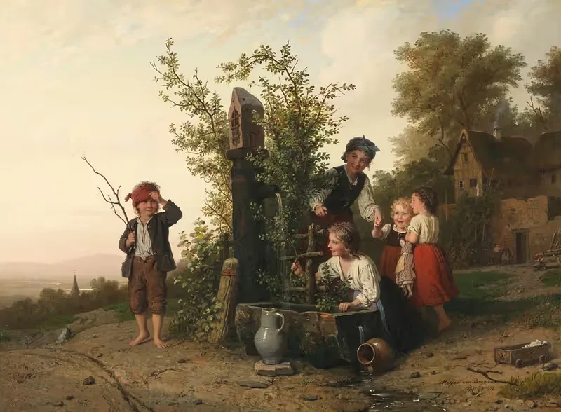 Das Blindekuhspiel by Johann Georg Meyer von Bremen, 1868 — digital art print download