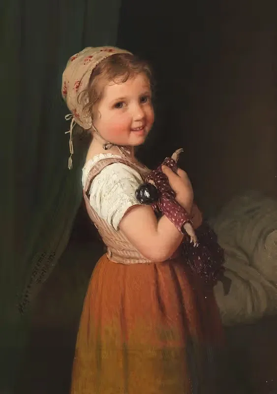 Спокойной ночи (Девочка с куклой) by Иоганн Георг Мейер фон Бремен, 1875 — digital art print download