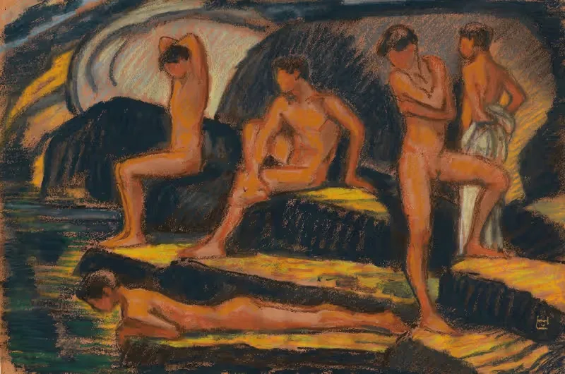 Badende Jungen by Ludwig von Hofmann, 1915 — digital art print download