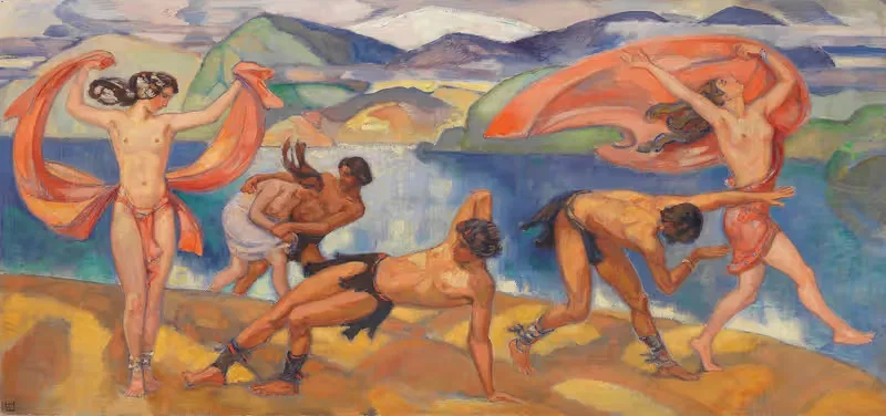 Танцующая на широком пейзаже by Людвиг фон Хофман, 1918-1924 — digital art print download