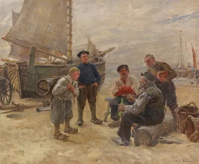 Рыбак на берегу by Макс Гайссер, 1880 — digital art print download