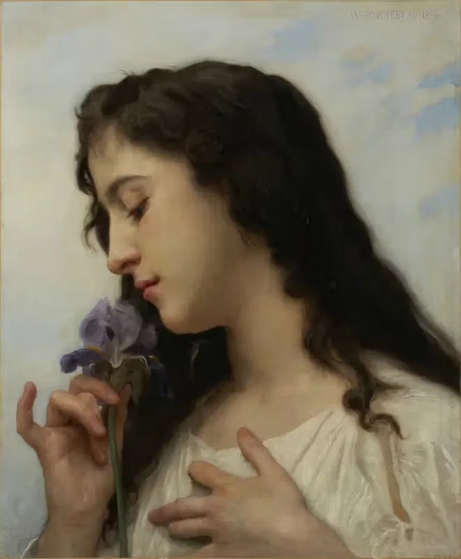 Женщина с ирисом by Уильям Бугеро, 1895 — digital art print download
