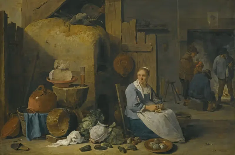 Интерьер амбара с горничной, готовящей овощи by Давид Тенирс Младший, 1643 — digital art print download