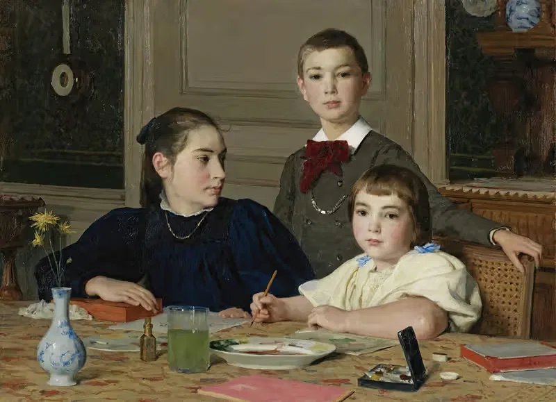 The Zaeslin Siblings by Albert Anker, 1896 — digital art print download