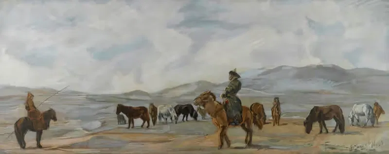 Монгольские всадники by Александр Жаковлев, 1933 — digital art print download