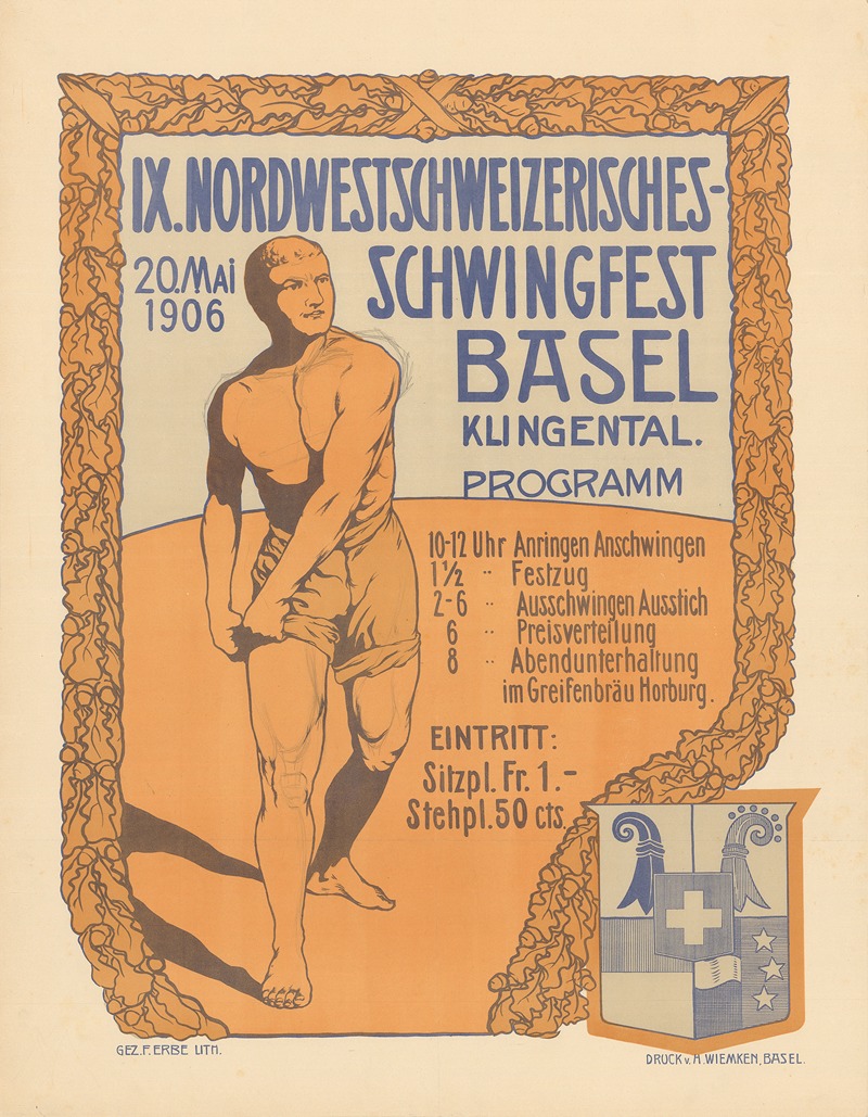 IX. Nordwestschweizerisches Schwingfest – Basel by Ferdinand Erbe, 1906 — digital art print download
