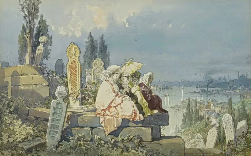 Italian Ladies At Eyüp — Amadeo Preziosi