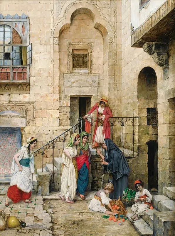 Women In An Oriental Courtyard — Daniel Israel