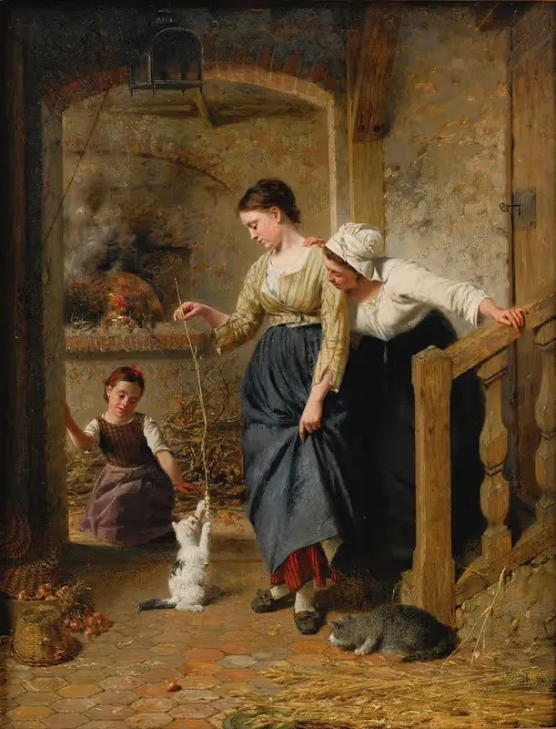 Игра с котятами by Эдуард Кастр, 1872 — digital art print download