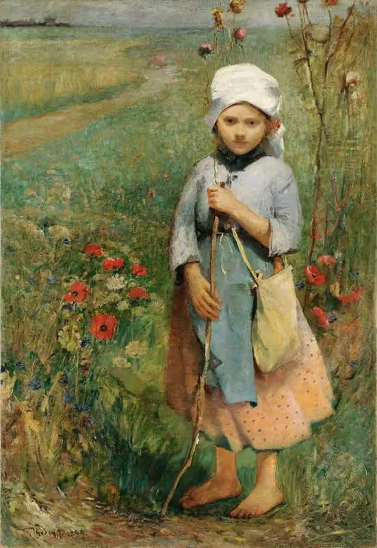 Девочка-пастушка by Игнат Уйвари, 1889 — digital art print download
