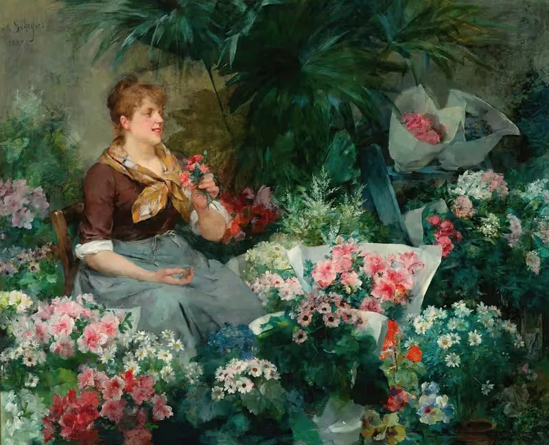 Продавец цветов by Луи Мари Де Шривер, 1887 — digital art print download