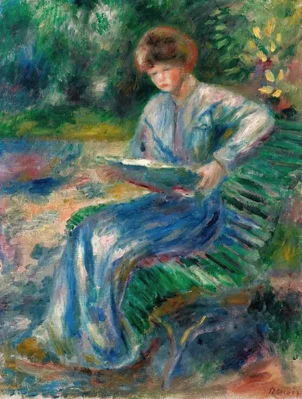 Femme Lisant Sur Un Banc — Pierre-Auguste Renoir