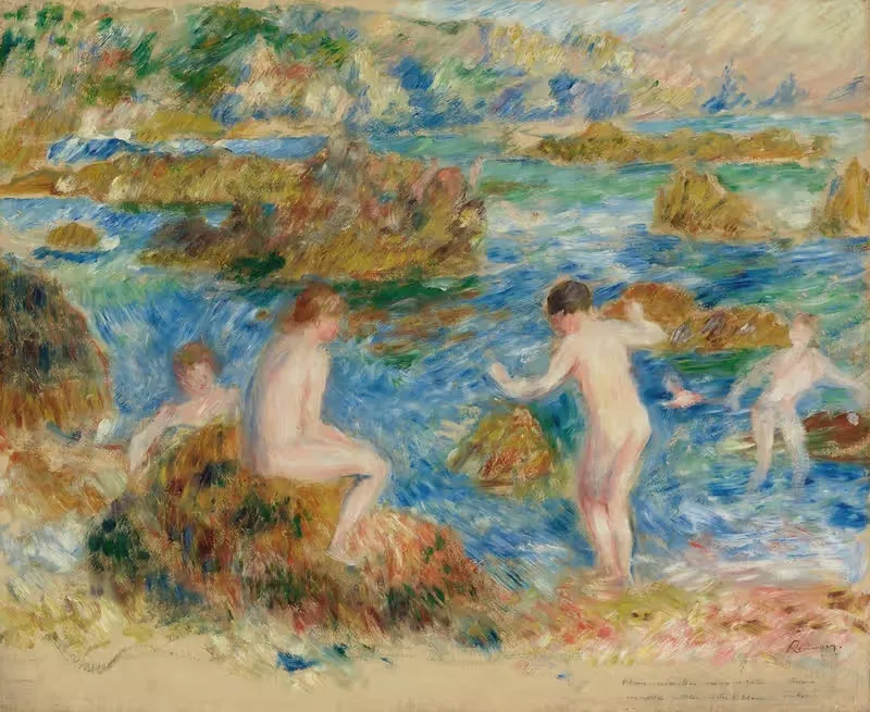 Garçons Nus Dans Les Rochers À Guernsey — Pierre-Auguste Renoir
