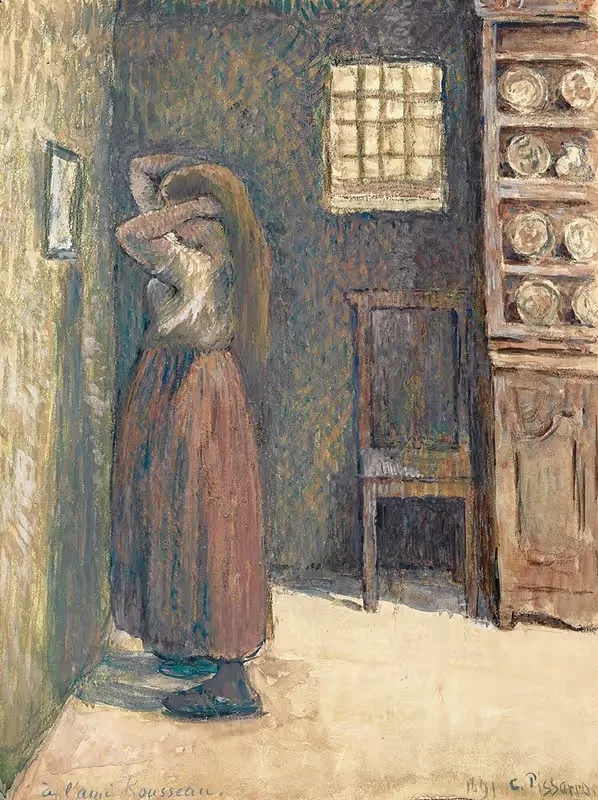 Jeune Paysanne Se Coiffant — Camille Pissarro