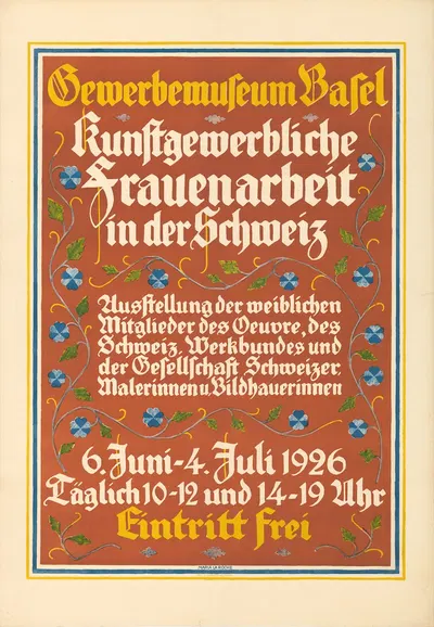 Gewerbemuseum Basel – Kunstgewerbliche Frauenarbeit in der Schweiz by Maria La Roche, 1926 — digital art print download